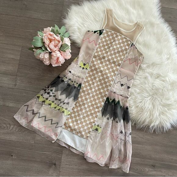 Timo Weiland Runway Nude High-Low Mixed Media Dress 2 - Picture 1 of 7